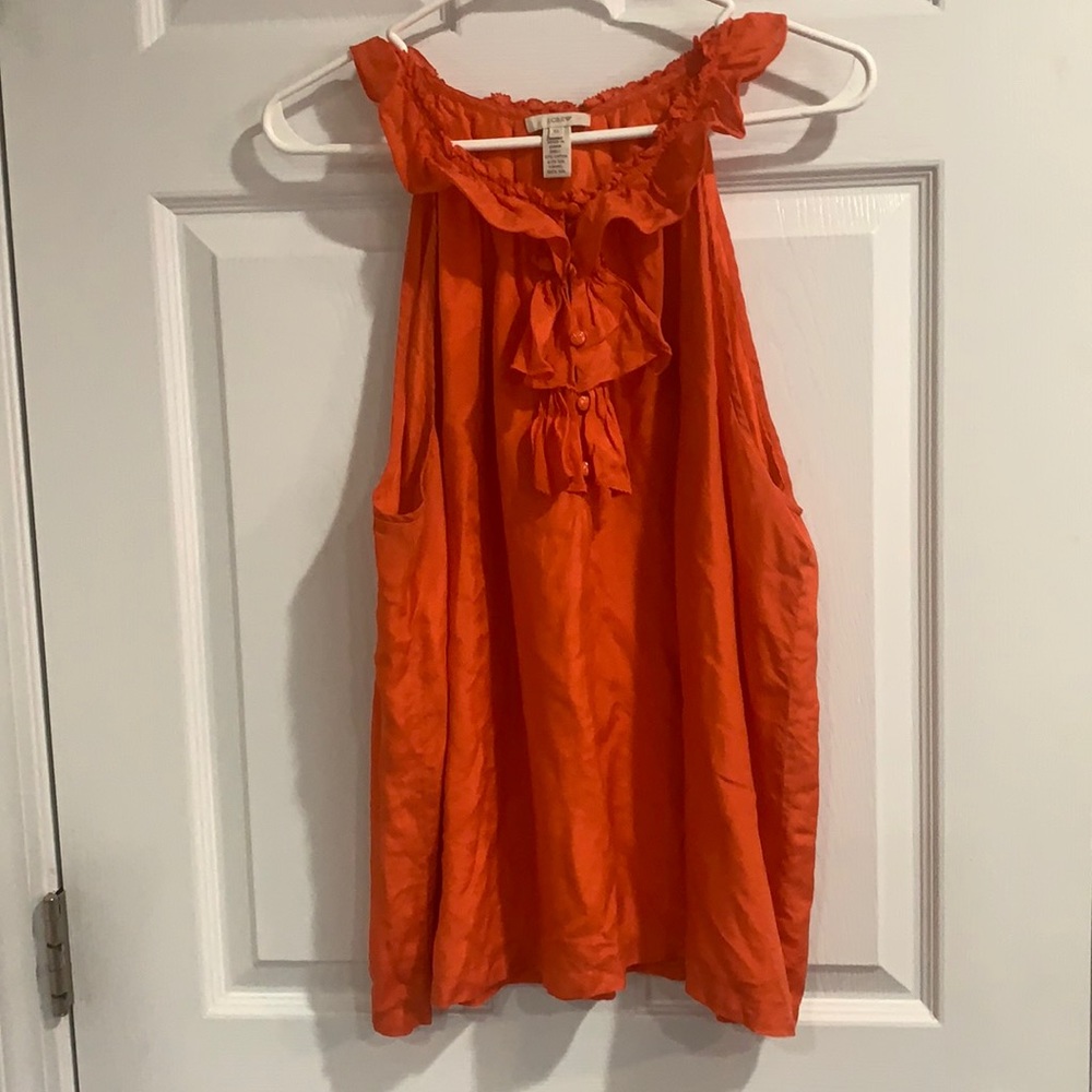 J Crew Sleeveless Top with ruffle accent